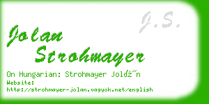 jolan strohmayer business card